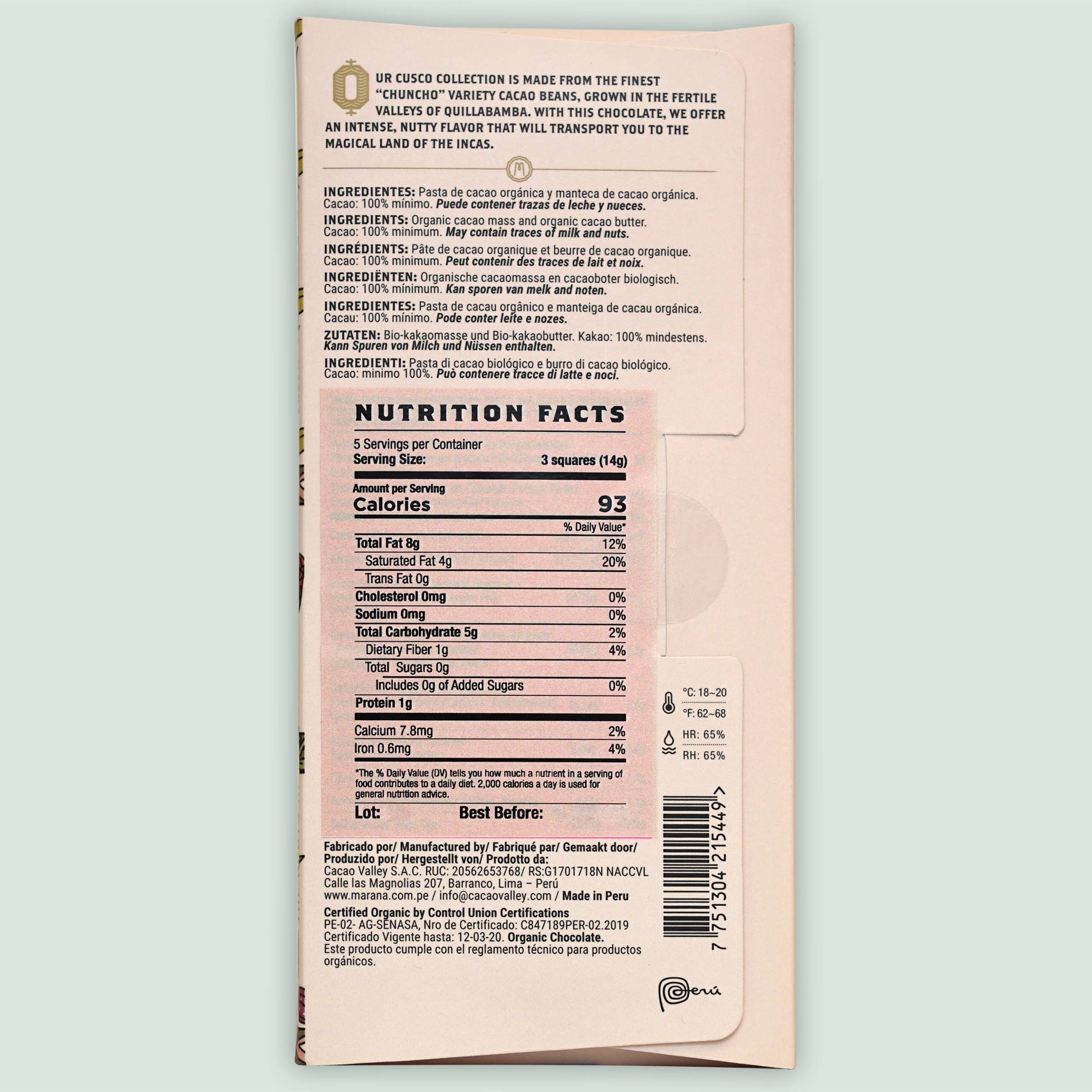 Bar & Cocoa Chocolate - Wholesale Chocolate Bar - Marana Dark Chocolate Bar Cusco 100% (Peruvian Chocolate)1