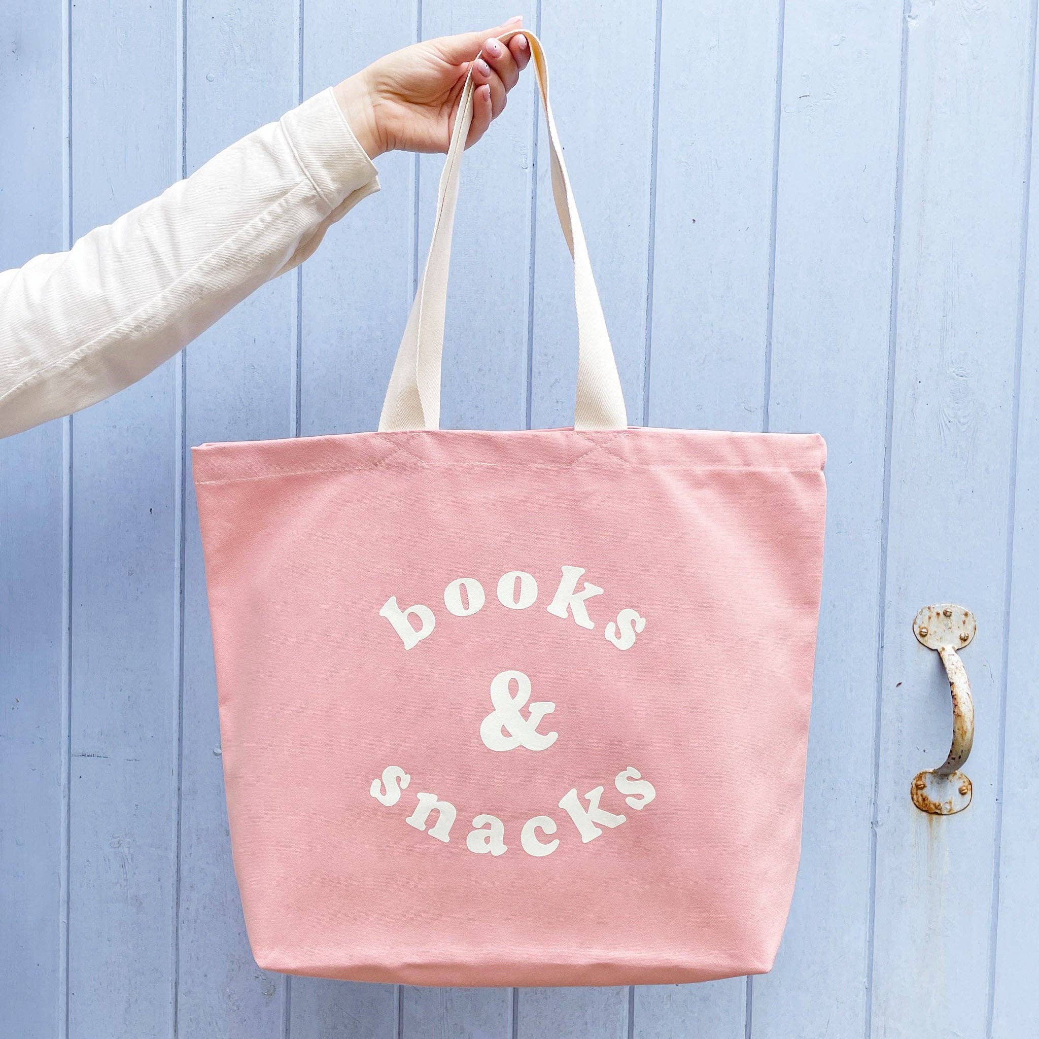 Alphabet Bags - Wholesale Tote Bag - Women's - Books & Snacks - Blush Pink Canvas Tote Bag3