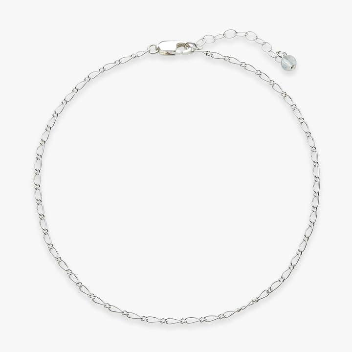 Bracelet de cheville en argent avec pierre précieuse pour la vente par Koi Atelier