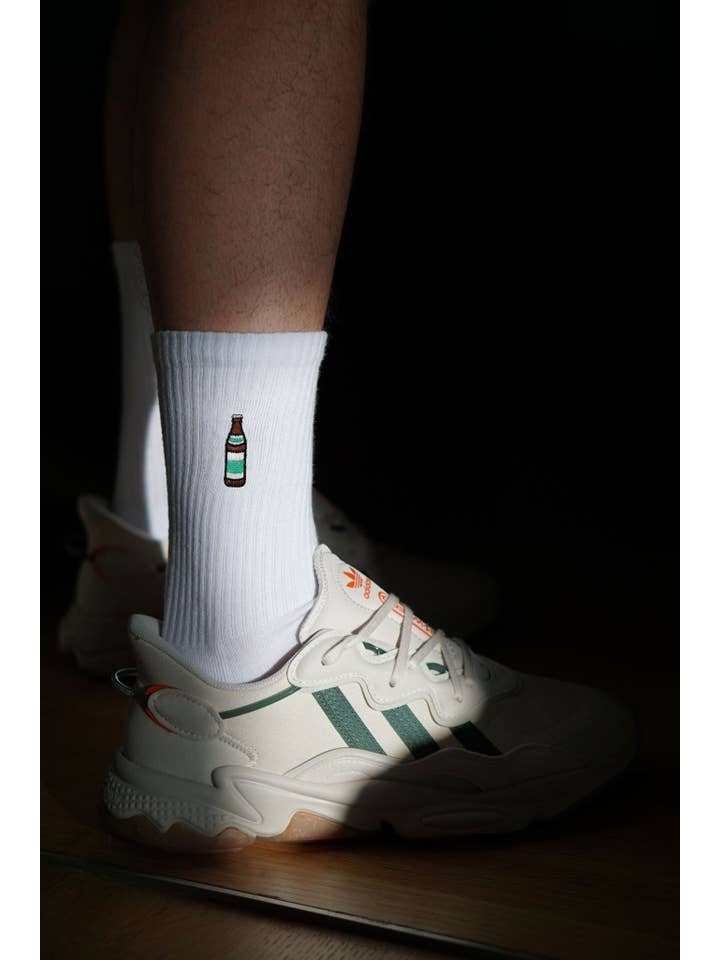 white Light | Embroidered organic cotton socks for wholesale on Faire6