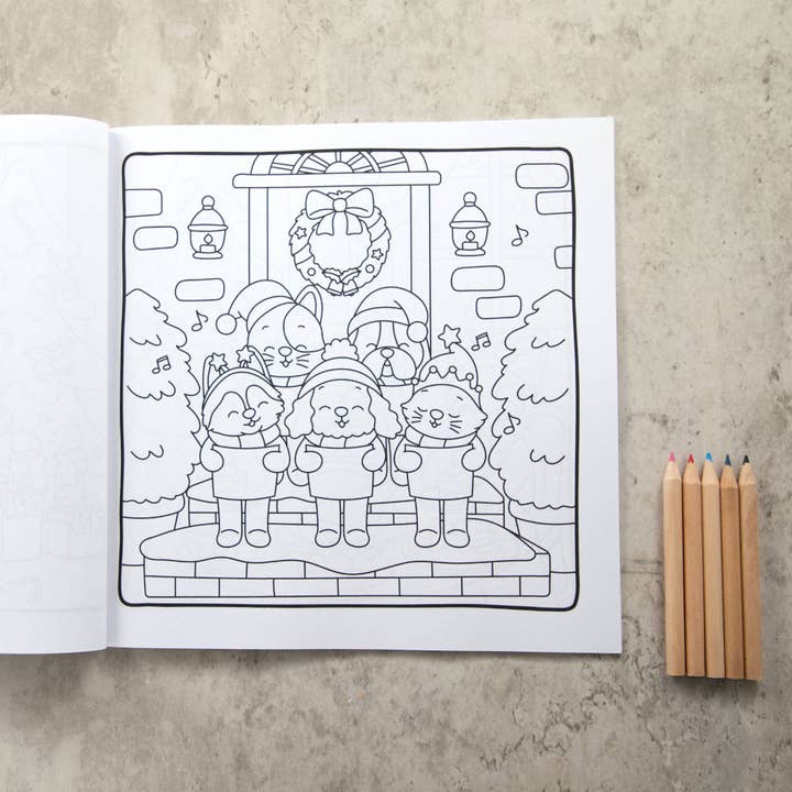 EMF Publishing - Wholesale Book – Adult - Dogs and Cats In Christmas Hats | Festive Colouring Book1