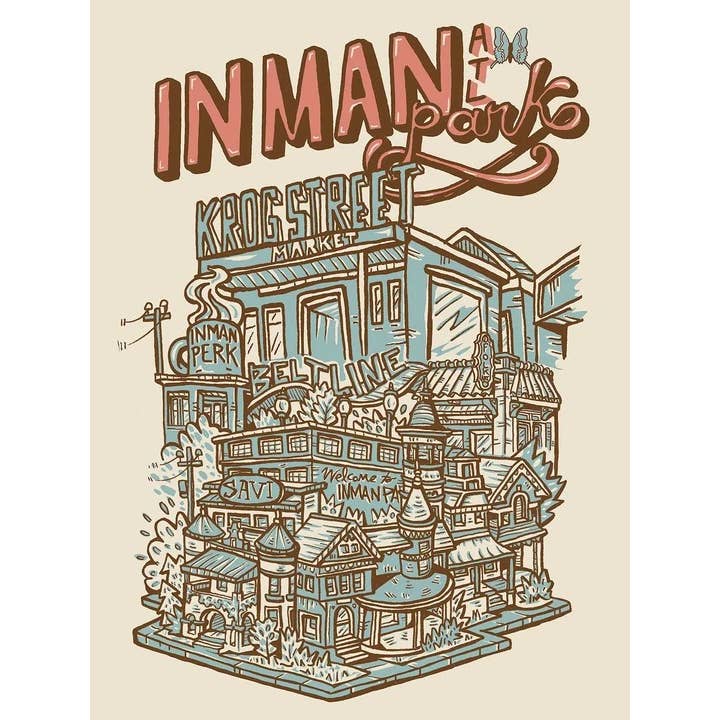 Welcome To the Neighborhoods – Impressão artística por atacado – Atlanta Inman Park 12' x 16"