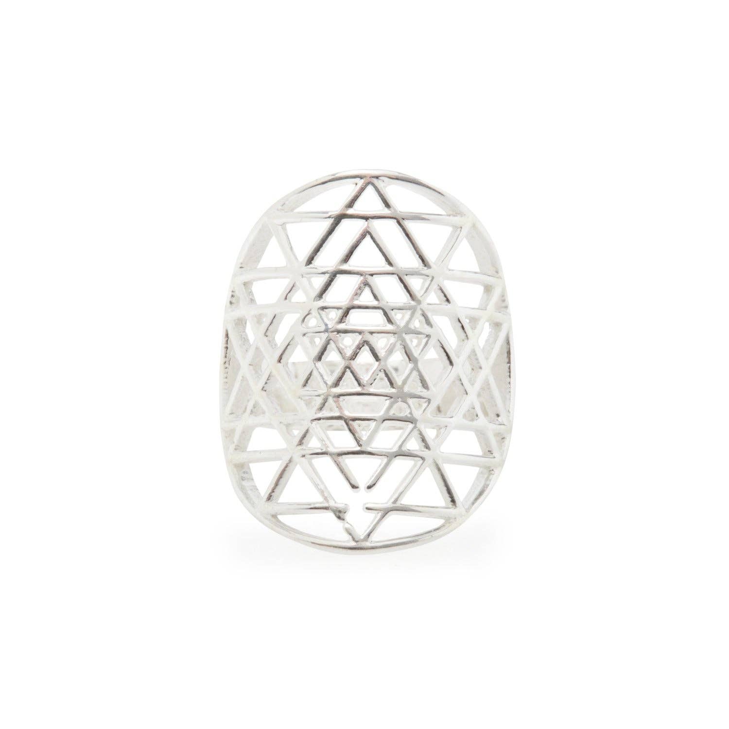 KARMA YOGA SHOP - Wholesale Band/Stacked Ring - 925 Silver Sri Yantra Ring12