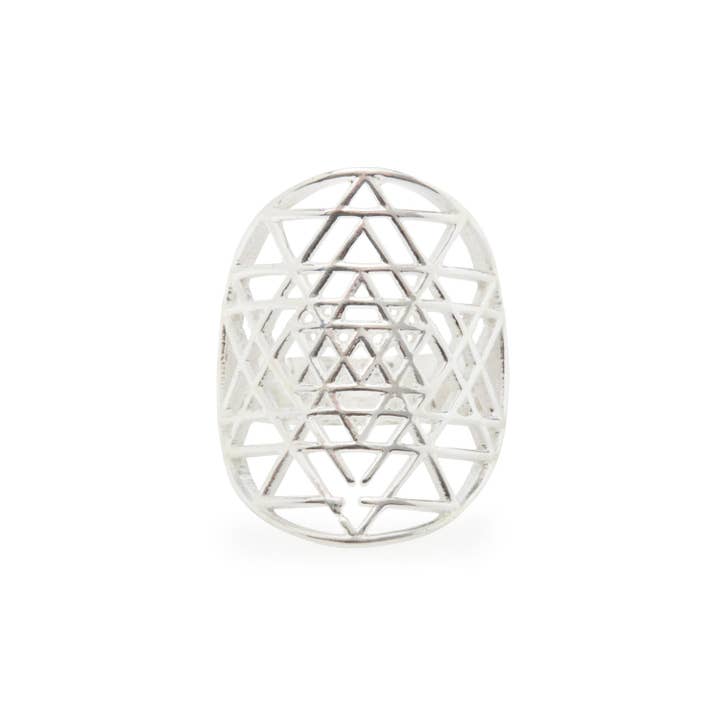 KARMA YOGA SHOP - Wholesale Band/Stacked Ring - 925 Silver Sri Yantra Ring12