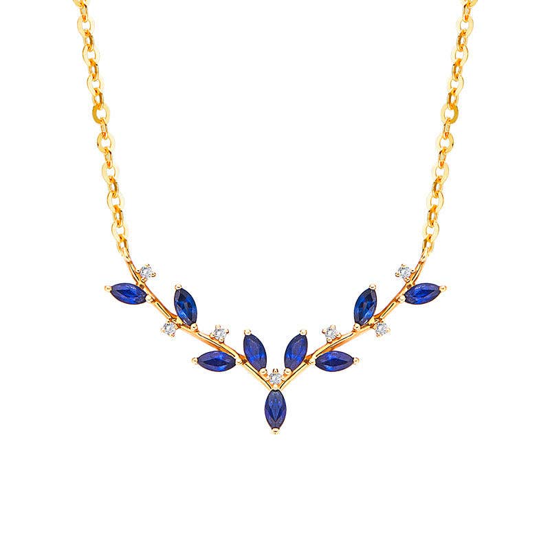 Perimade & Co. LLC - Wholesale Pendant/Charm Necklace - Blue Stone Deer Antler Charm Necklace in 925 Sterling Silver5