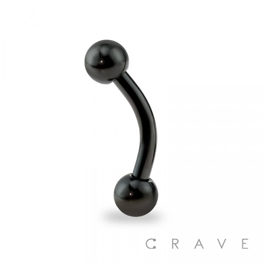 CRAVE – Großhandel Gesichts-/Körper-Kette – SCHWARZ TITAN IP OVER 316L SS AUGENBRAUE MIT KUGELN