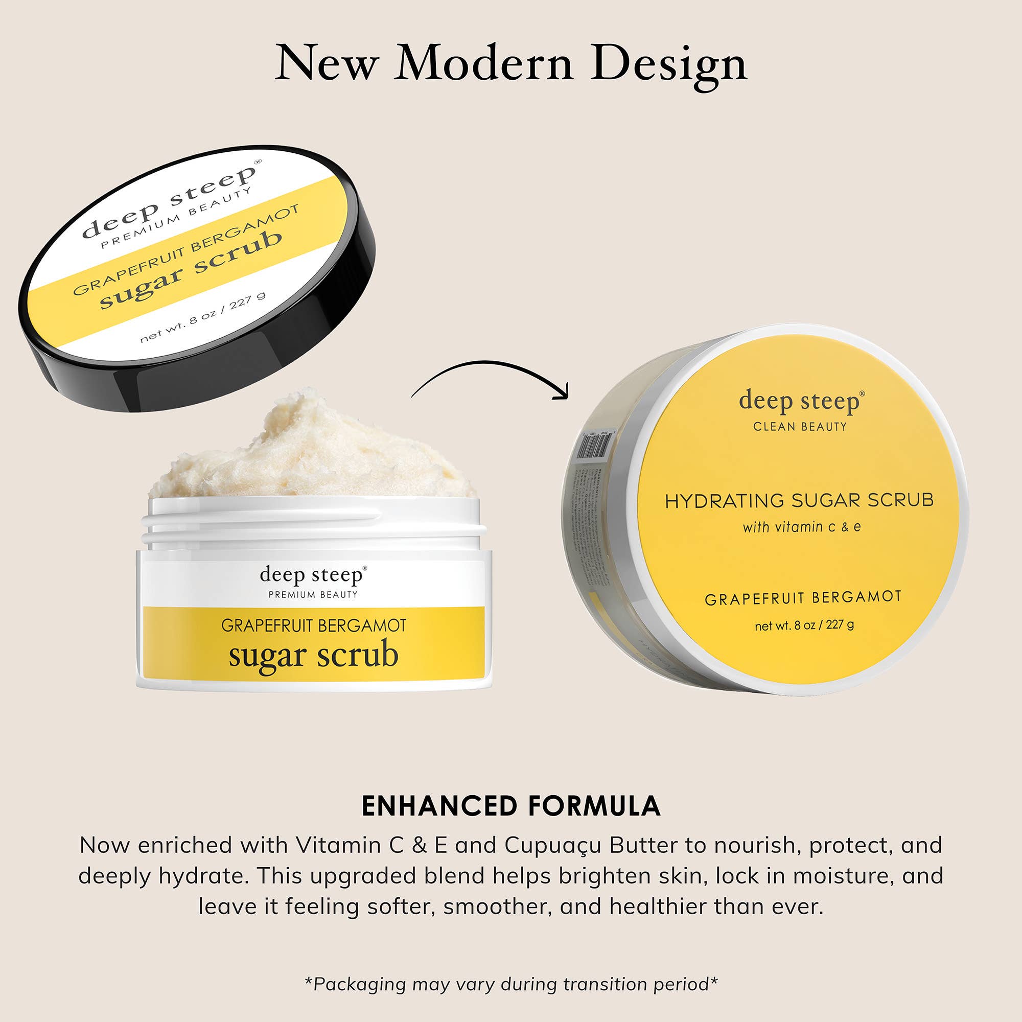 Deep Steep Clean Beauty - Wholesale Body Scrub/Exfoliant - Sugar Scrub - Grapefruit Bergamot 8oz1