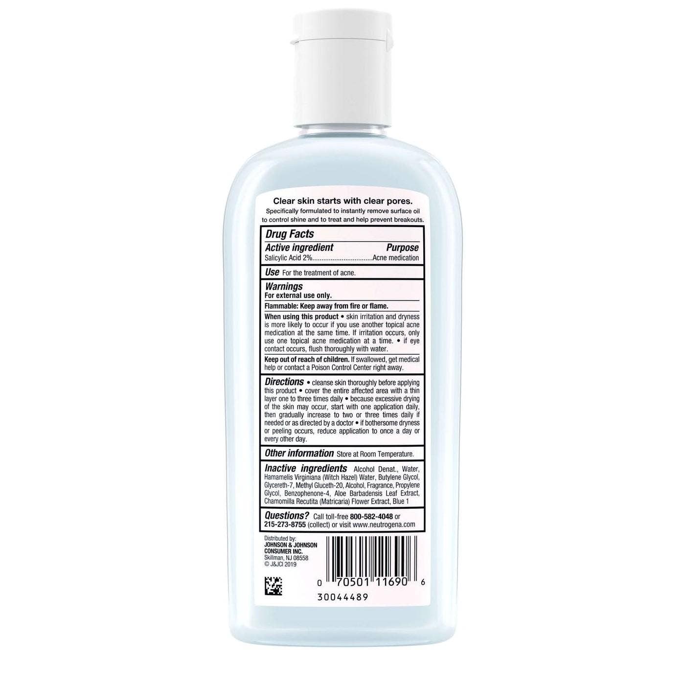 KT Supply - Vente Nettoyants pour le visage - Huile à pores transparents Neutrogena, agent astringent Jn22, 8 oz1