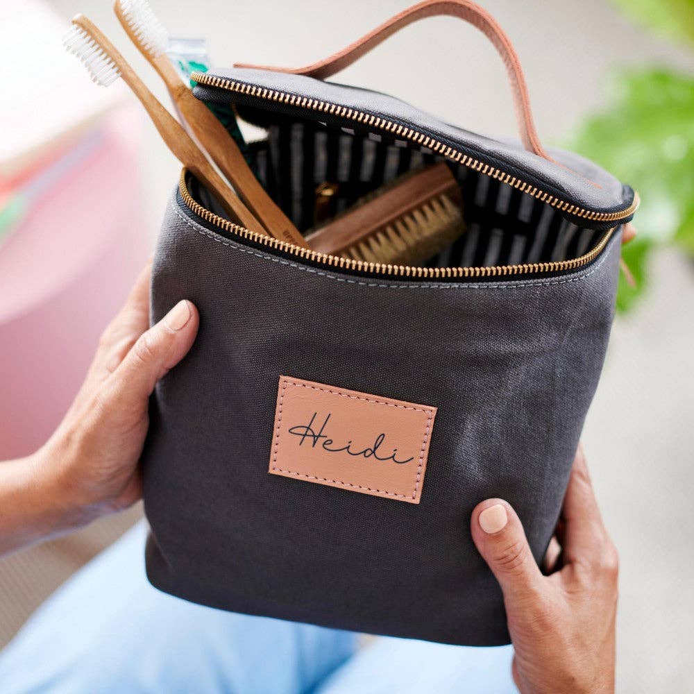 Vida Vida - Vente Trousse de toilette – femme - Trousse de toilette personnalisée en toile et cuir2
