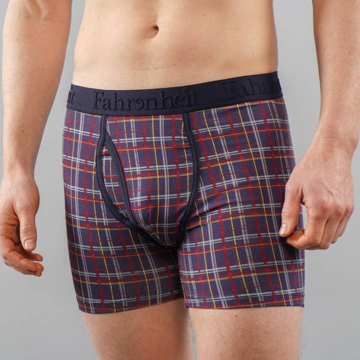 Boxer Brief/Ropa interior azul a cuadros de algodón para hombre para venta al por mayor de Fahrenheit