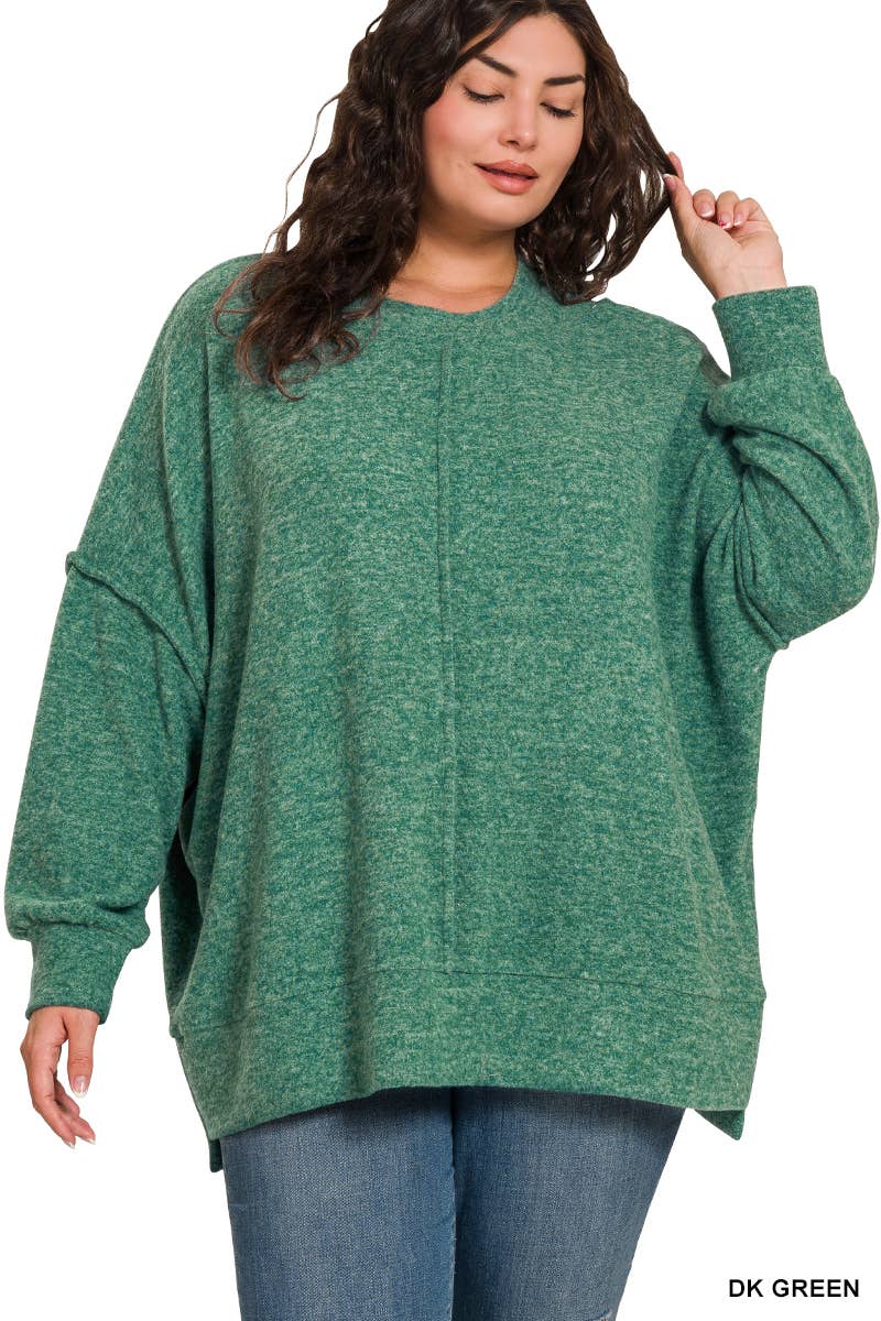 Vanilla Monkey – Engroshandel Pullover - Dame – Plus Børstet Melange Hacci Overdimensioneret Sweater2