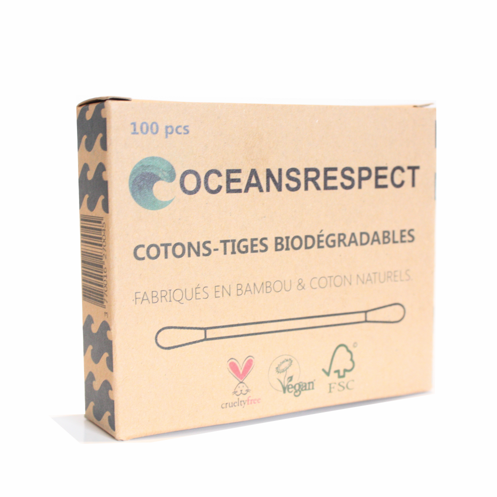 Oceansrespect 🌊🌍🌱 - Venta al por mayor Bastoncillos de algodón - Hisopos de algodón y bambú blanco - 100 unidades6