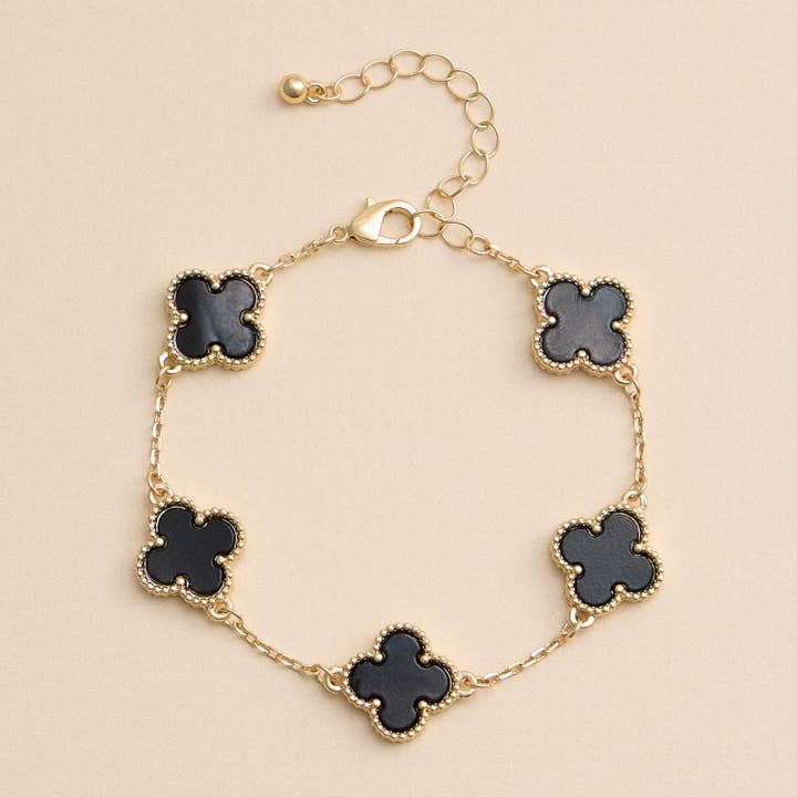 Frem - Wholesale Charm/Dangle Bracelet - Multi Floral Shape Charm Bracelet in Shell