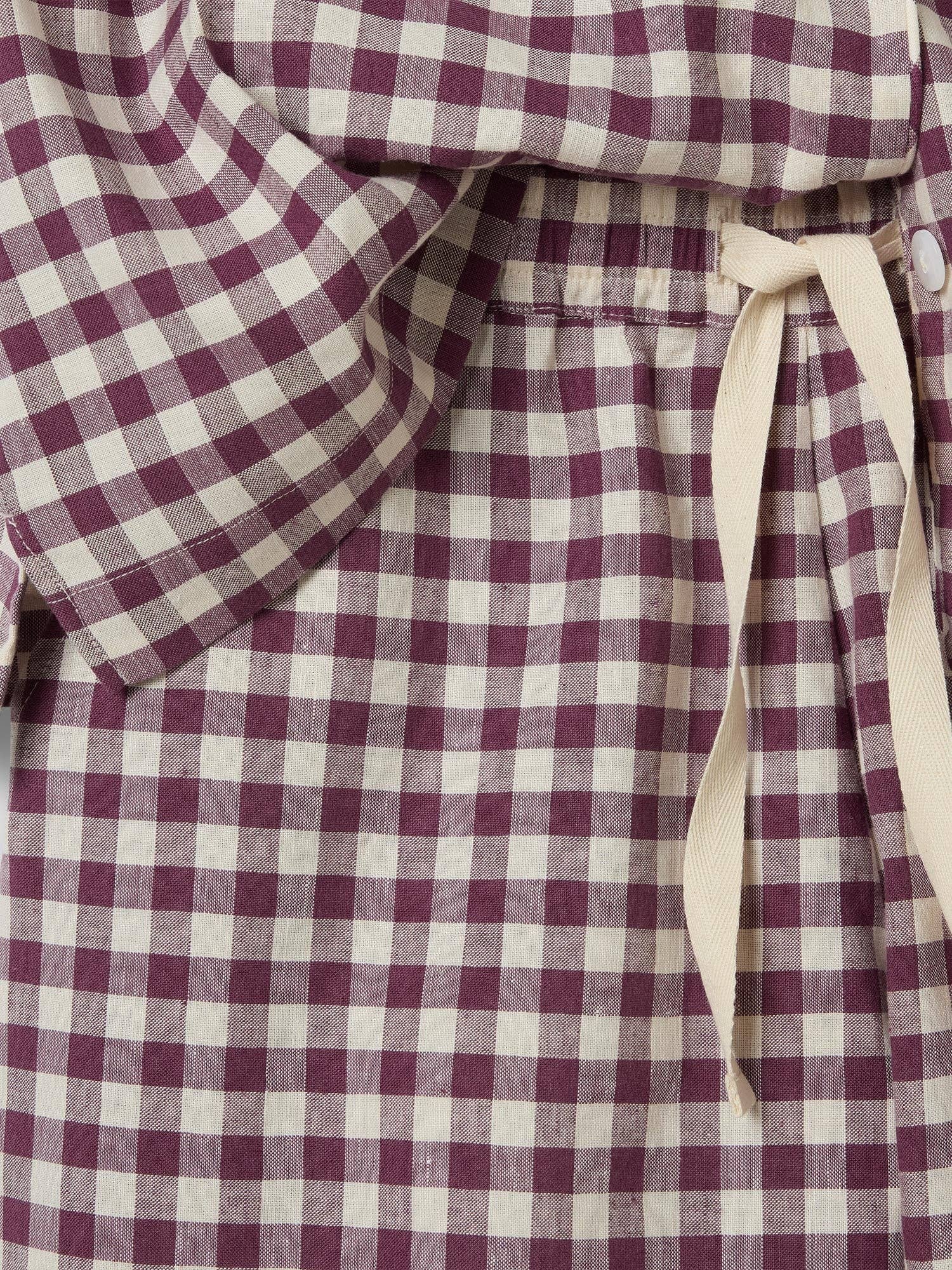 Piglet in Bed USA - Wholesale Sleepwear Set - Women's - Berry Gingham Linen Blend Pajama Short Set3