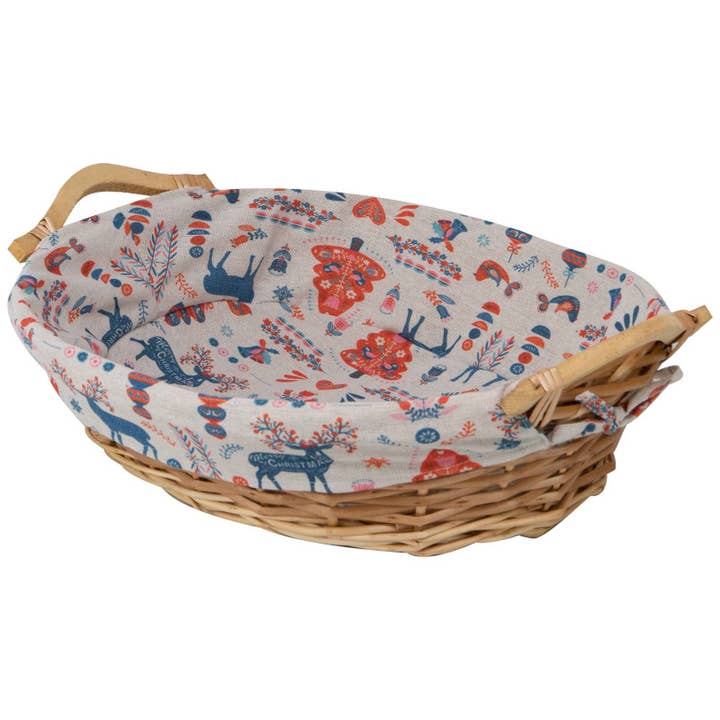 Scandinavische ovale mand van riet en stof 46x36x12 cm voor wholesale door Deffrennes