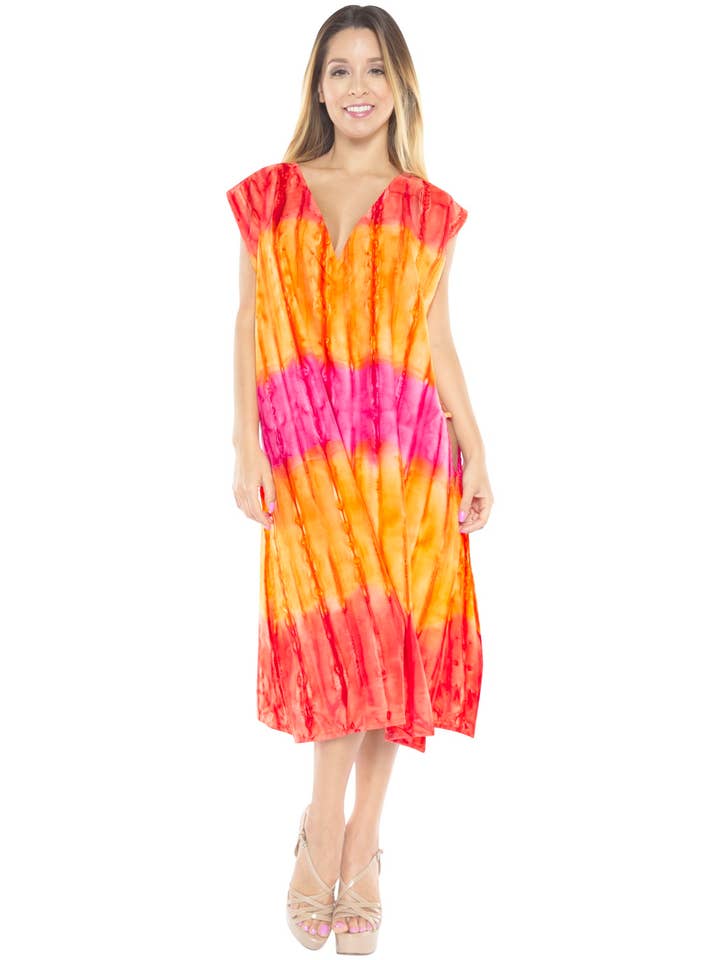 Red AC LA LEELA Womens Hawaiian Swim CoverUp S-M Red-AC102 for wholesale on Faire