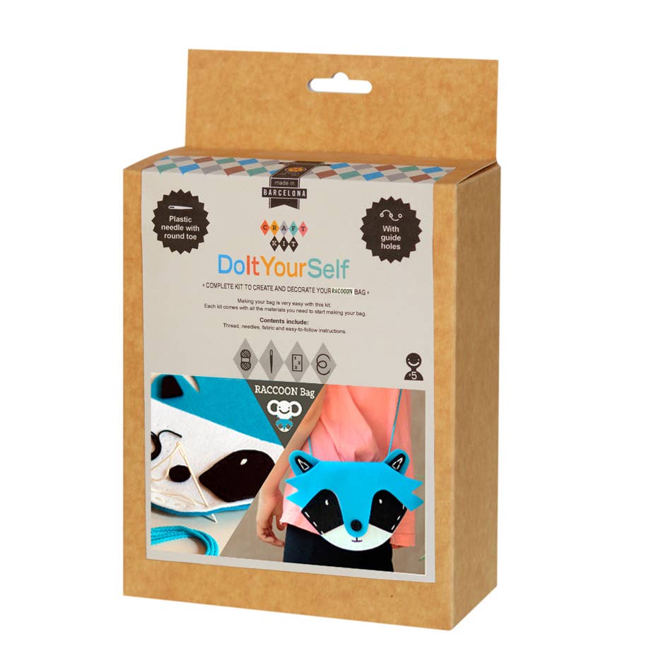 aPunt Barcelona - Vendita all'ingrosso Kit per lavoretti fai da te - Bambini - Kit regalo per bambini per creare una borsa: procione4