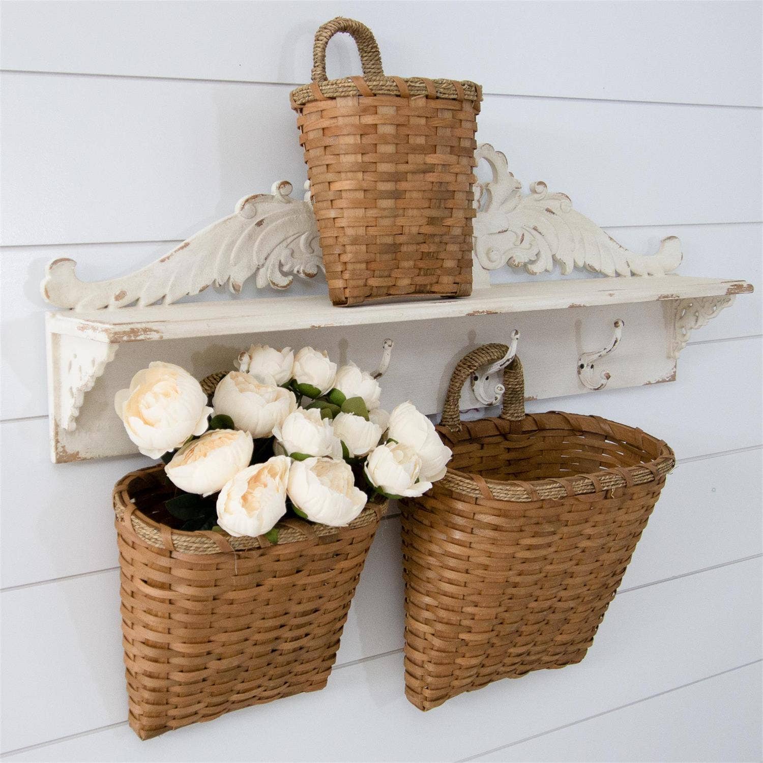 Audrey's Home & Gift - Wholesale Basket - Hanging Chipwood Baskets With Woven Handle (Set Of 03)2