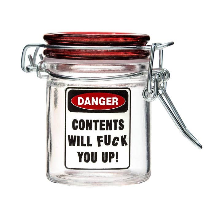 Barattolo di vetro ermetico medio | Etichetta di avvertimento - 5 oz per la vendita all'ingrosso da parte di Ted Miller Innovation