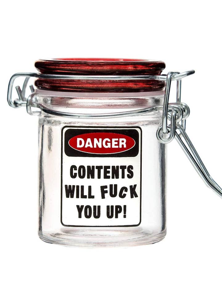 Mini Airtight Glass Storage Jar – Warning Label | 45 ml for wholesale by Ted Miller Innovation