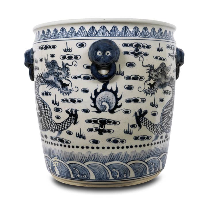 Big Flower Dragon Jar for wholesale by Asian Mix Interior