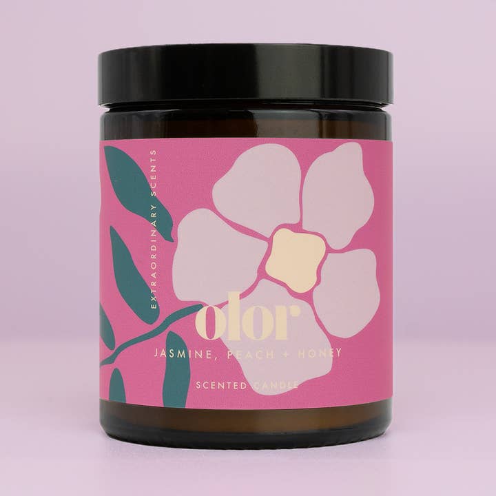 Jasmine, Peach + Honey Jar Candle for wholesale by OLOR