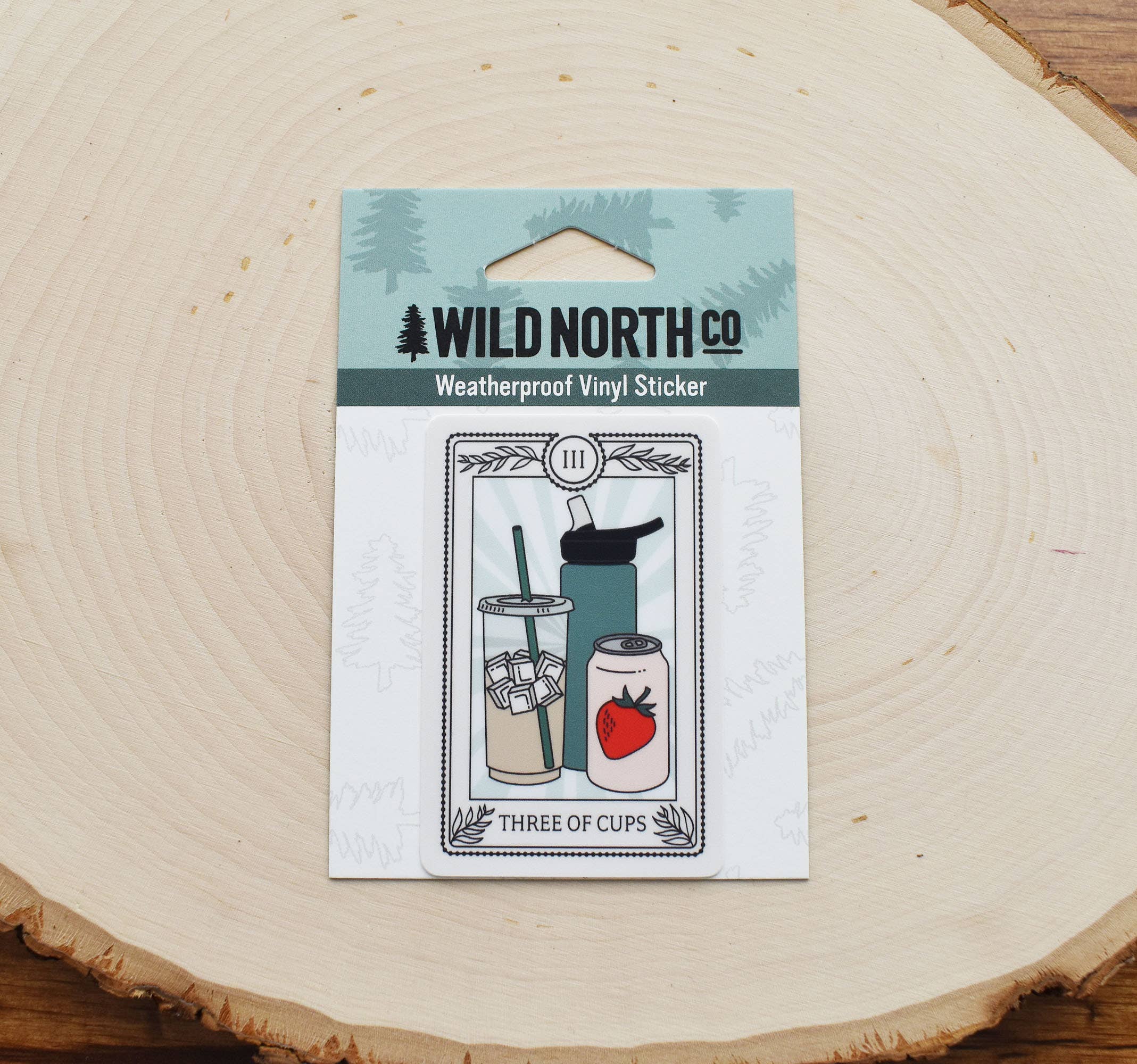 Wild North Co - Wholesale Sticker - Three Of Cups Tarot Card Sticker2