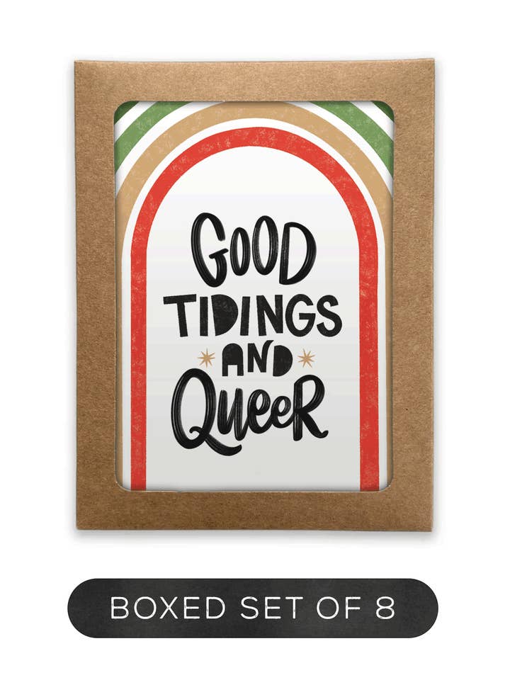 Boas Notícias | Cartão de Natal de Férias LGBTQ - Conjunto de 8 caixas por atacado de The Noble Paperie