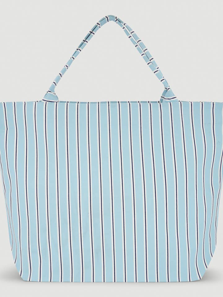 SAC DE PLAGE EN COTON BIO KUNYIT RAYURES BLEUES 54X40 CM pour la vente par Veraluna Sustainable Clothing