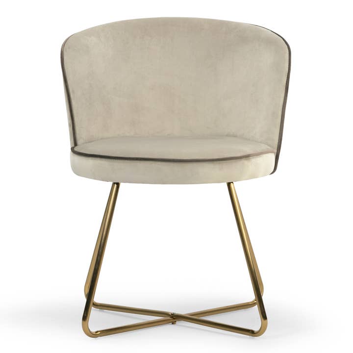 Glamour Home - Wholesale Chair - Anila Beige Velvet Dining Chairs with Golden Legs