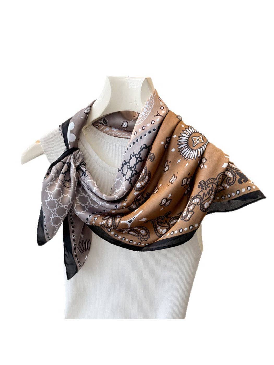 Funkyrel® Atzbranding Limited - Wholesale Scarf - Women's - Scarvii - Colorblock Printed Paisley Scarf3