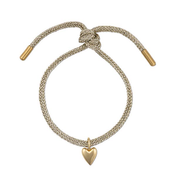 HART - Wholesale Charm/Dangle Bracelet - Gold Lurex Bracelet with Mini Heart1