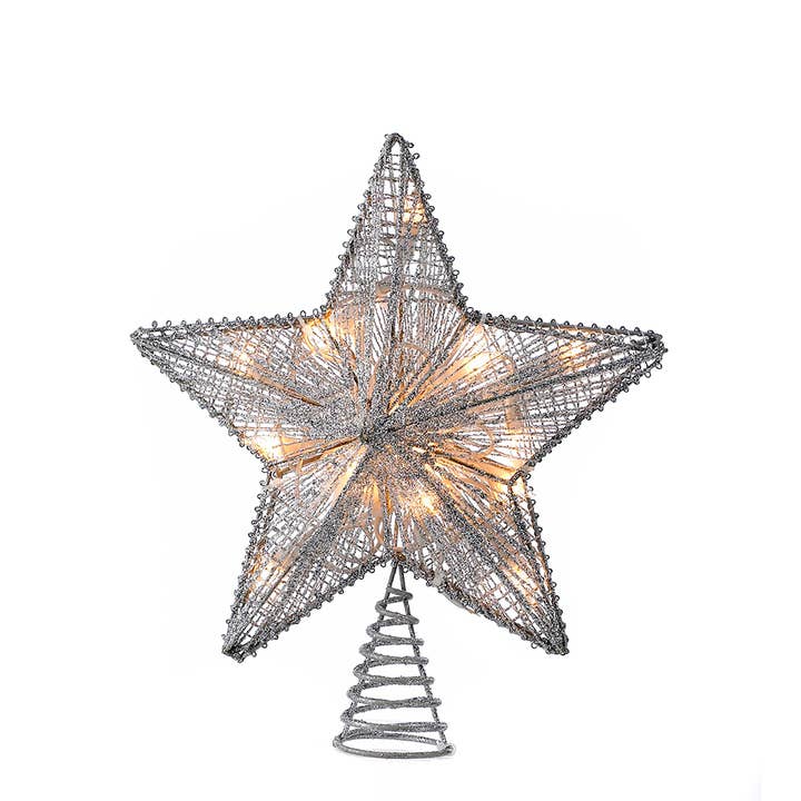 10"SILV STAR TREE TOPPER W/UL MINI 20/L for wholesale by Kurt S. Adler, Inc.