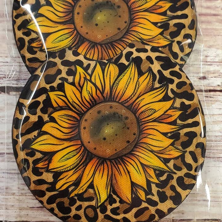 Sous-verres de voiture ~ Leopard Sunflower pour la vente par Paxton's One Stop Shop LLC