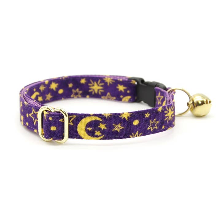 Made By Cleo - Venta al por mayor Collar - Gatos - «Moonlight Purple» - Collar para gatos con forma de luna y estrella