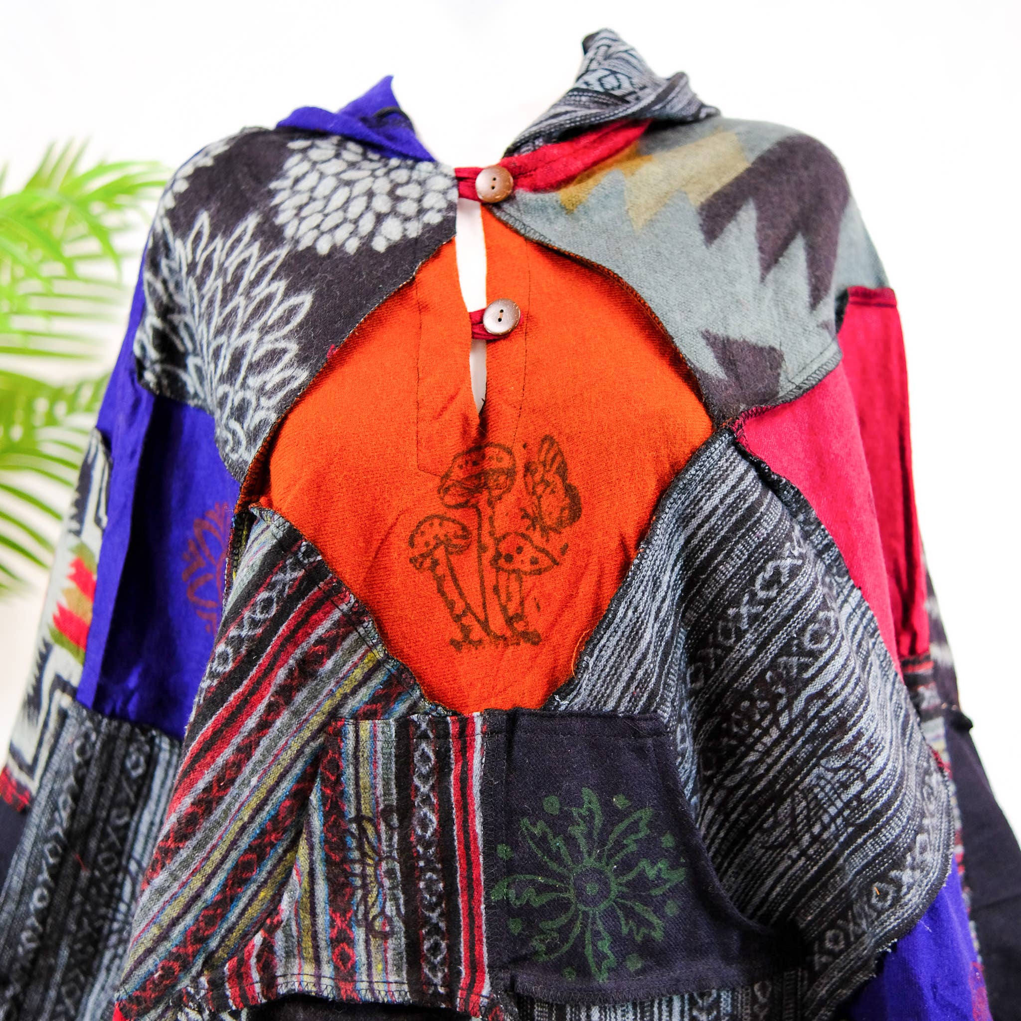 Karma Nepal Crafts - Wholesale Poncho - Unisex - Patchwork Wool Unisex Fall/Winter Ponchos9