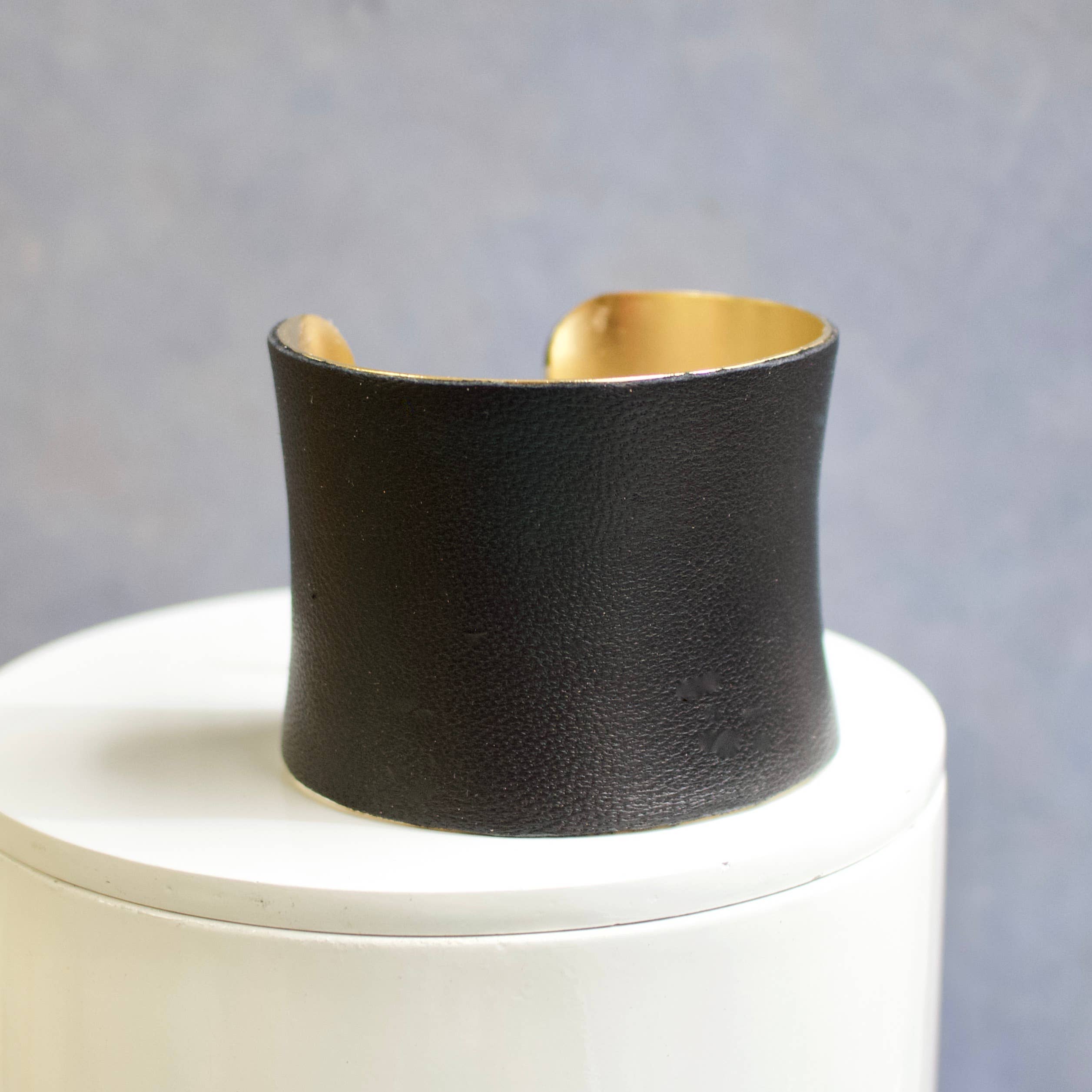 a.v. max - Wholesale Cuff Bracelet - Leather Wrapped Concave Cuff|SAMPLE SALE14