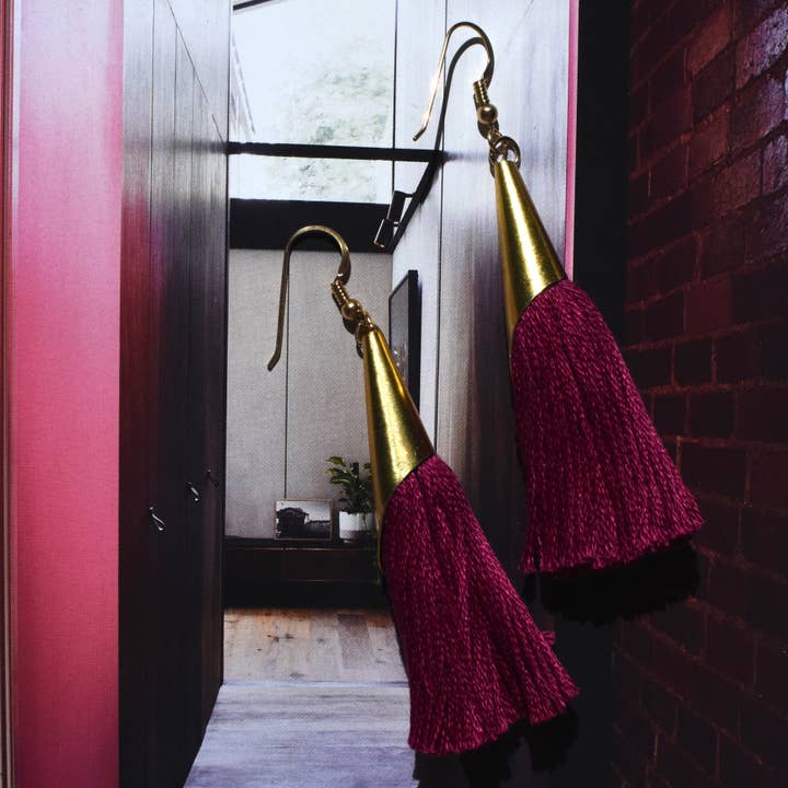 Often Wander - Wholesale Tassel Earrings - Fuchsia Fringe - Earrings