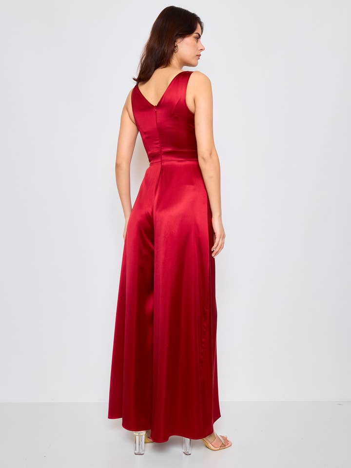 Lautinel - Venta al por mayor Peto - Mujer - Mono de noche de satén con bolsillo R18803