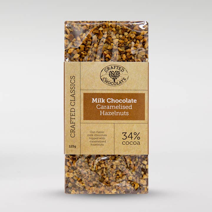 Milk Chocolate Caramelised Hazelnut Bar for wholesale by The Chocolate Cafe