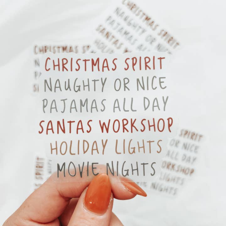 Autocollants en vinyle transparents pour Noël pour la vente par Maddie Green Designs