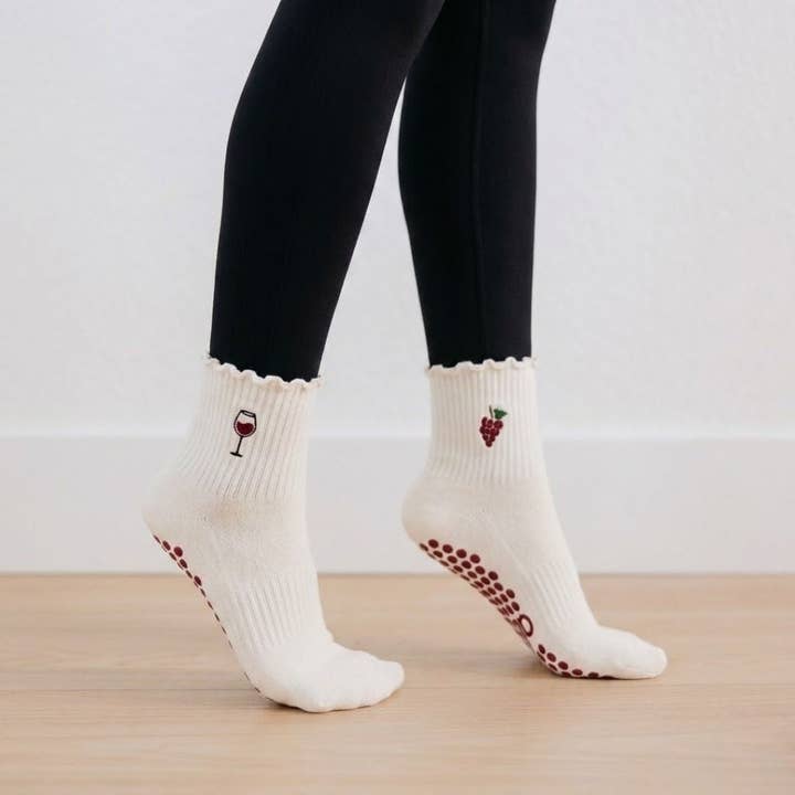 The Red Cabernet Grip Sock for wholesale by Almla Active