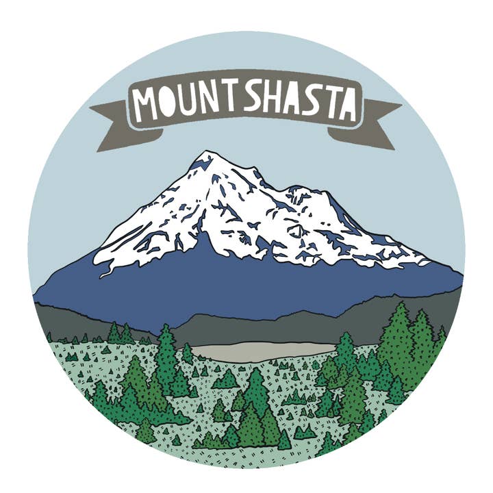 Autocollant en vinyle Mount Shasta Souvenir de Californie Mt Mountain pour la vente par Made by Nilina