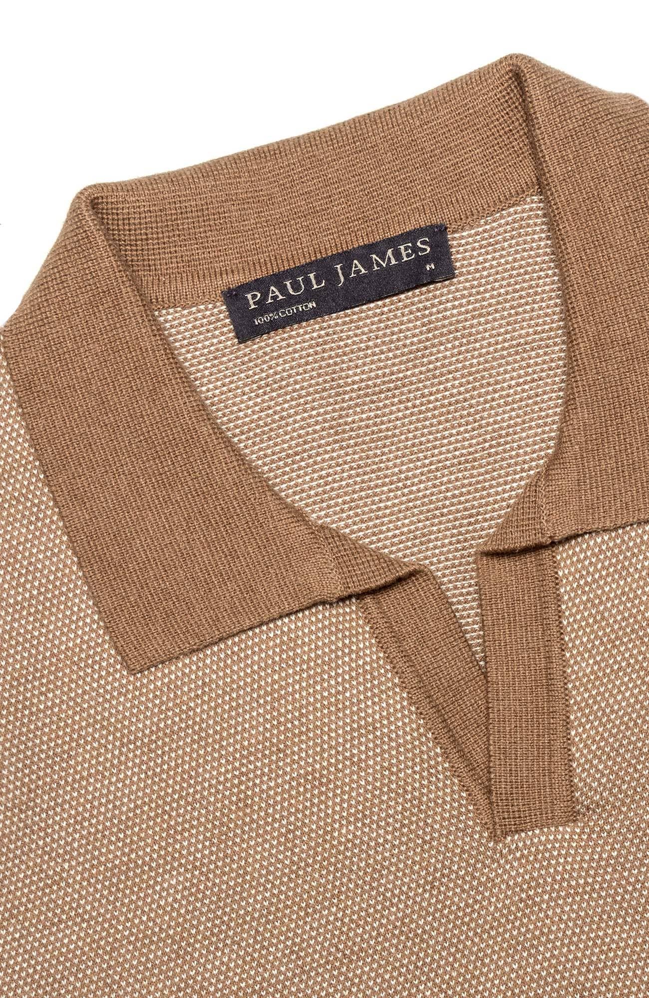 Paul James Knitwear - Wholesale Polo - Men's - Mens Lightweight Cotton Honeycomb Buttonless Polo Shirt6