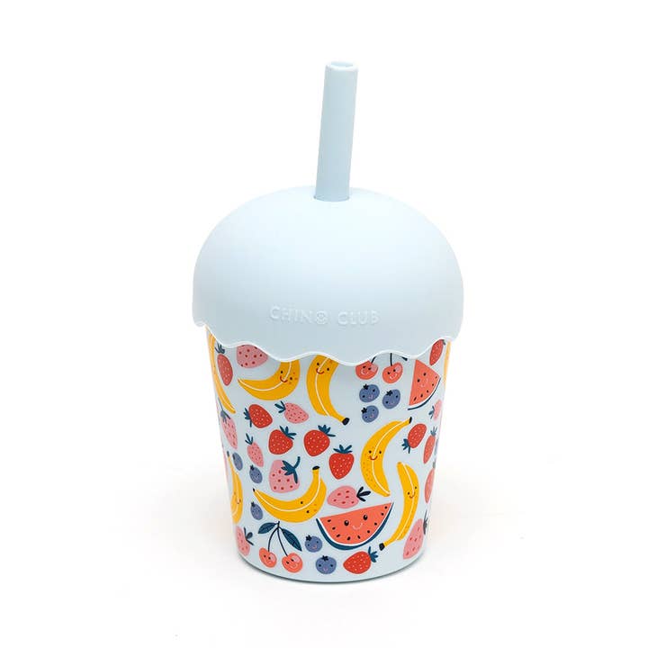 Chino Club - Wholesale Drinking glass/cup – Kids & Baby - Fruits Blue Mini Smoothie Cup & Straw 200ml0