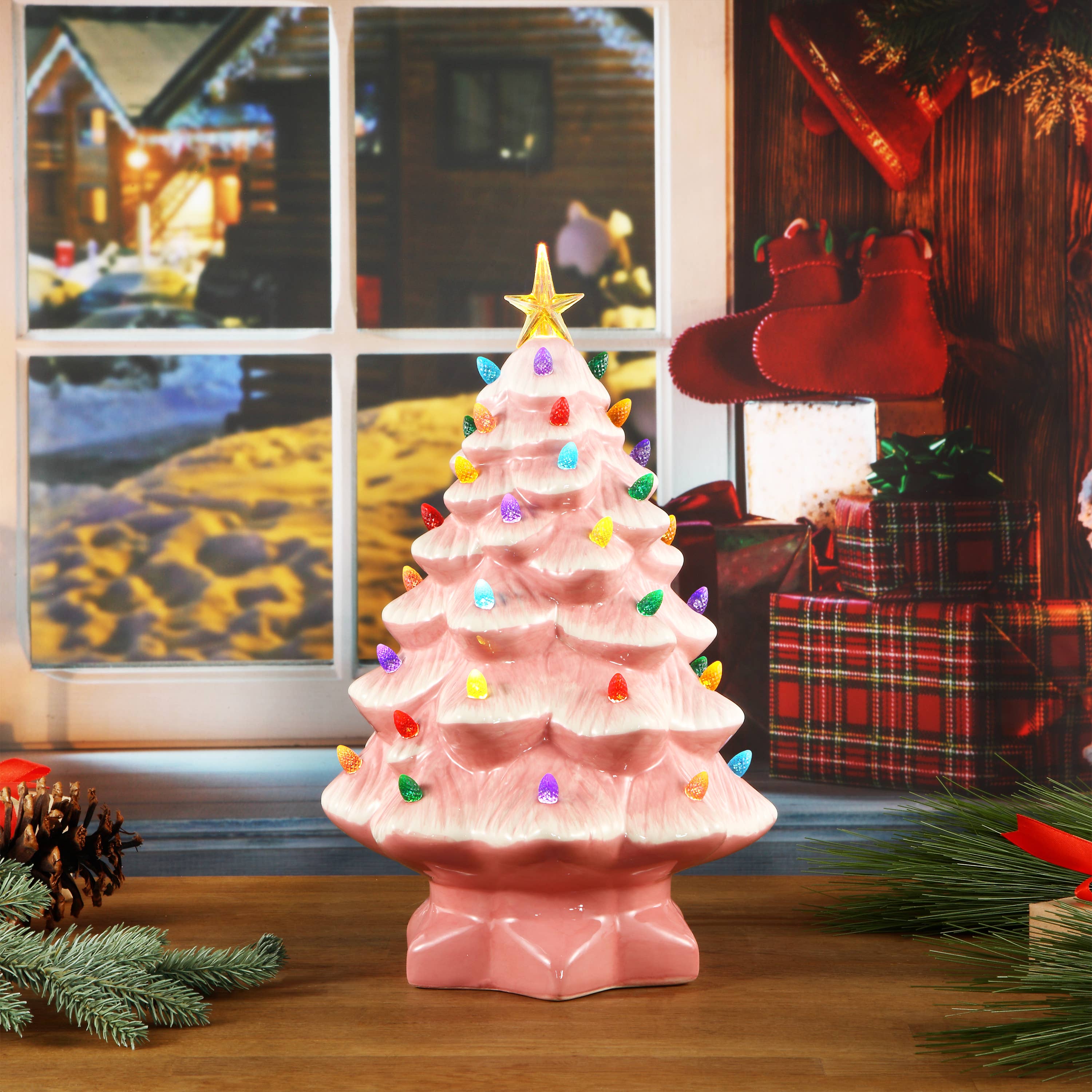 Mr. Christmas - Wholesale Christmas Decoration - 14" Nostalgic Tree - Pink1