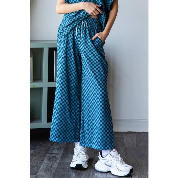 Kurze, weite Hose aus kariertem Jersey für den Großhandel von Veveret