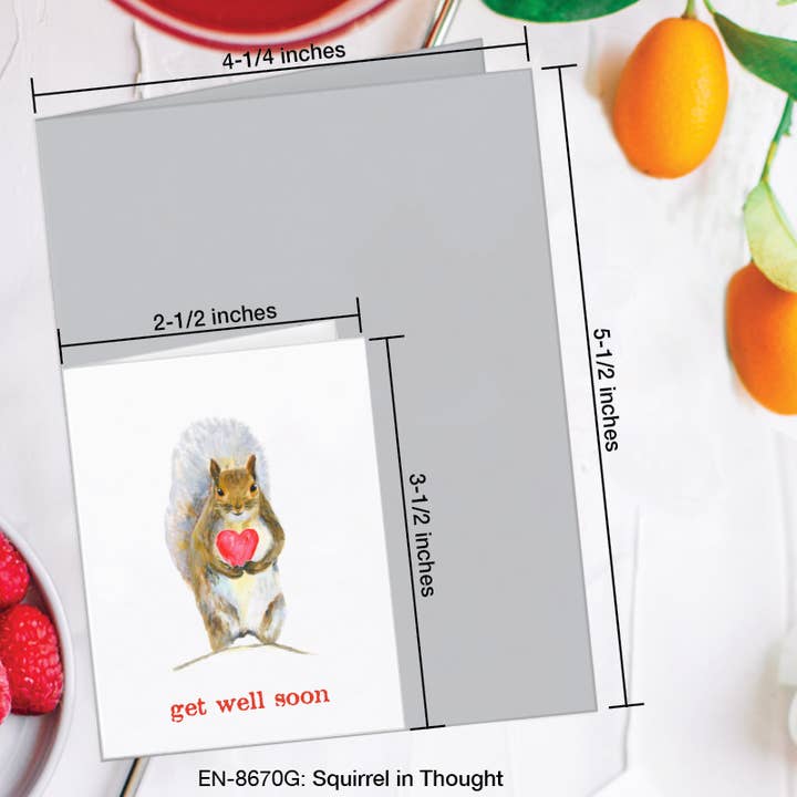 Printed Canvas – Großhandel Gute-Besserung-Karten – Eichhörnchen in Gedanken, Grußkarte (#8670G)1