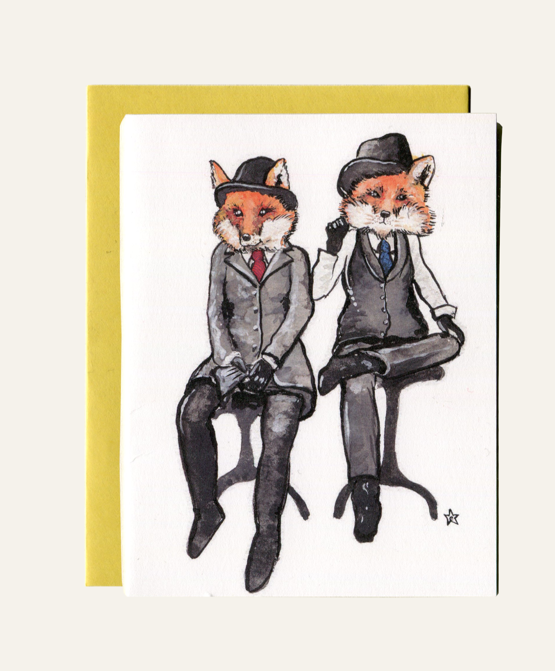 Darling Illustrations - Wholesale Love Card - Pawtners in Crime - Fox Notecard2