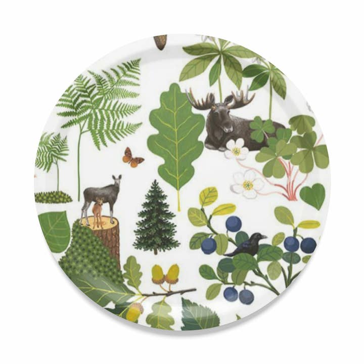 Bosleven Groene Ronde Dienblad voor wholesale door Arvidssons Textil